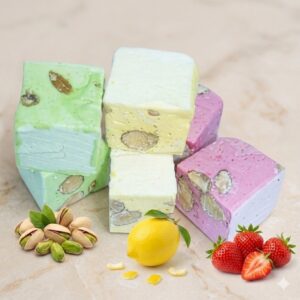 Nougats assortis pistache citron fraise