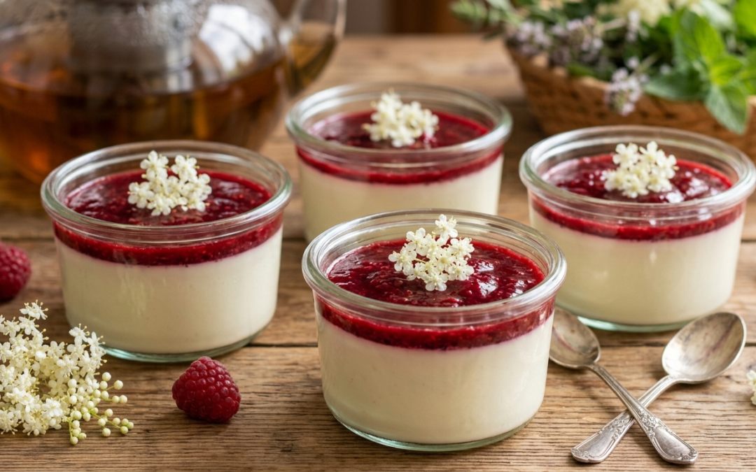 Panna Cotta à la Reines des Prés et son coulis de fruits rouges !
